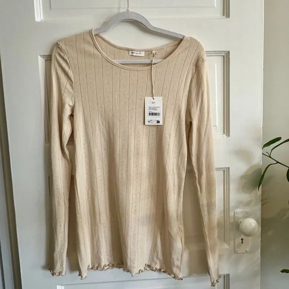 NWT! SKALL STUDIO Beige Long Sleeve Edie Blouse - S - Picture 1 of 12